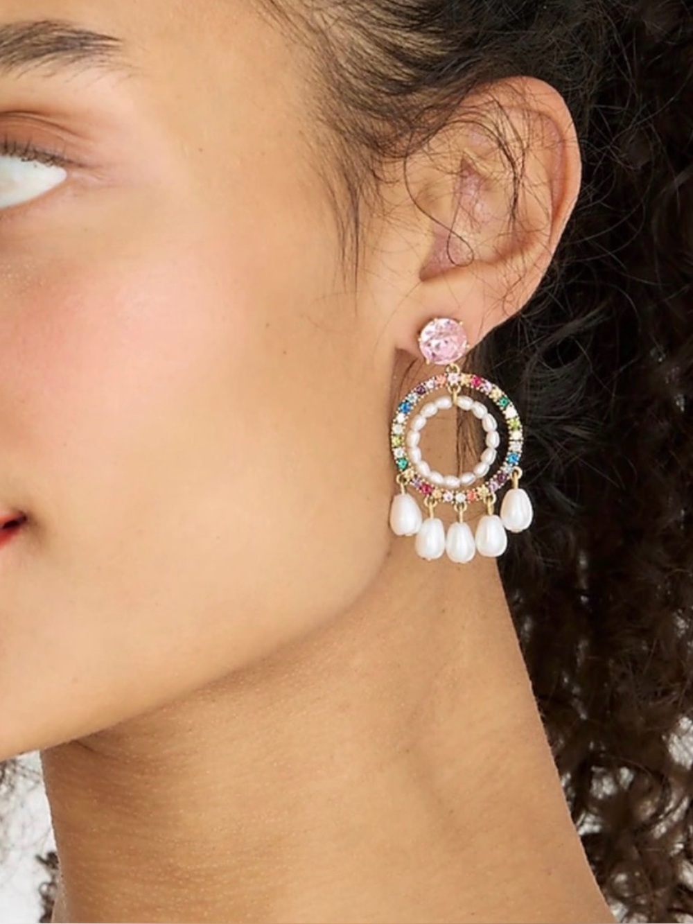 J. Crew Pearl & Rhinestone Drop Earrings